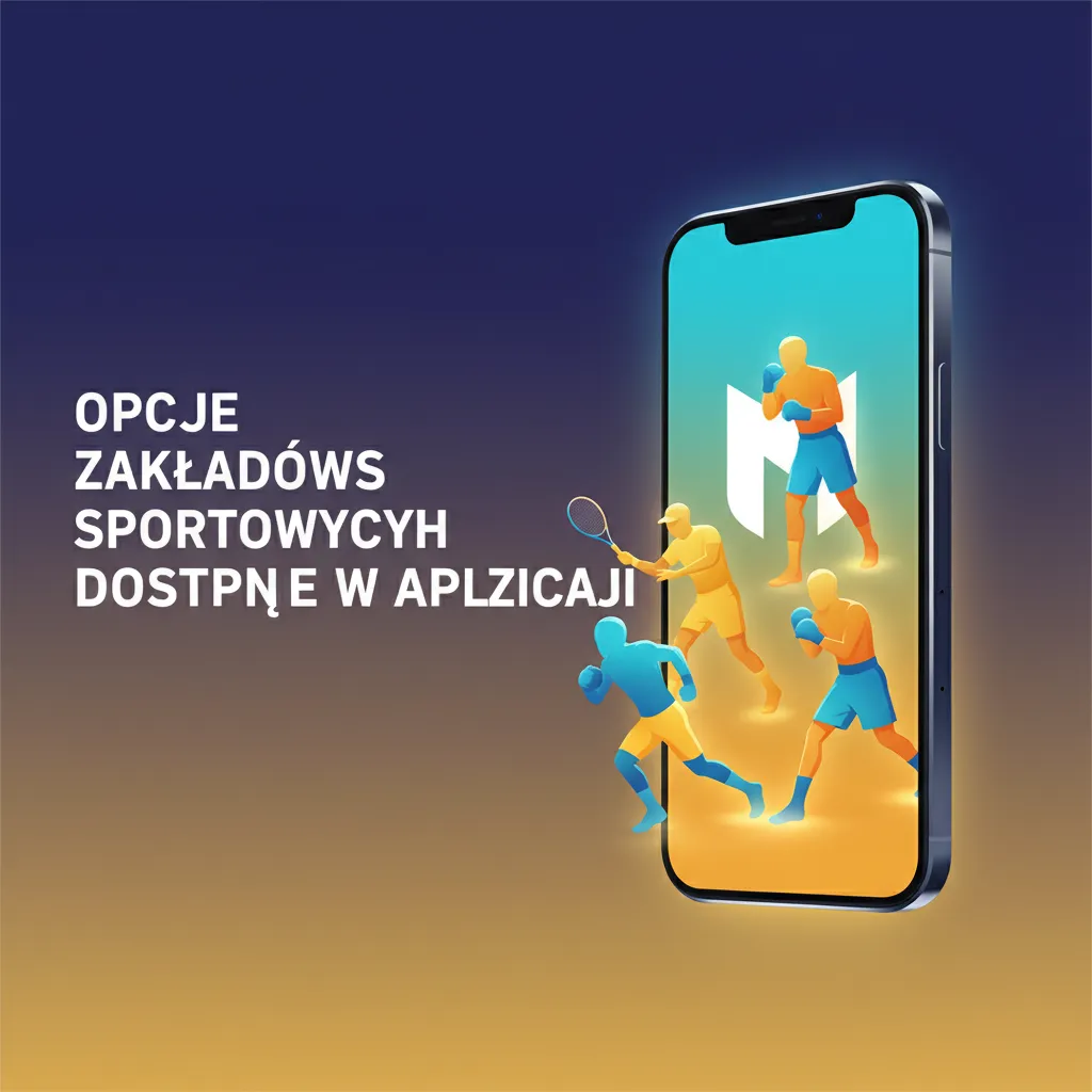 Ekran aplikacji z opcjami zakładów: pre-match i na żywo, lista sportów (m.in. piłka nożna, tenis, esport), wyszukiwarka